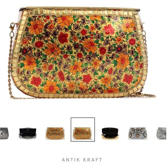 Antik Kraft Floral Gold Women's Bag - Picture 2 of 7